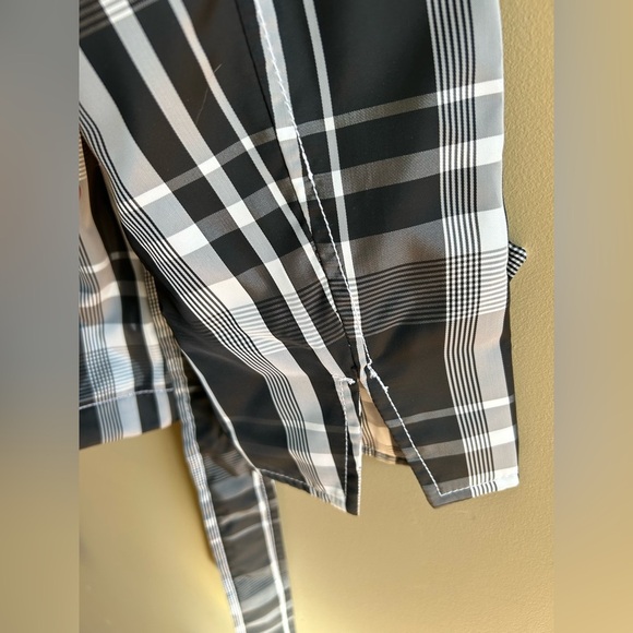 Espirit Black/White Plaid Trench Over Coat Womens Layering Classic Size XS - Picture 15 of 16